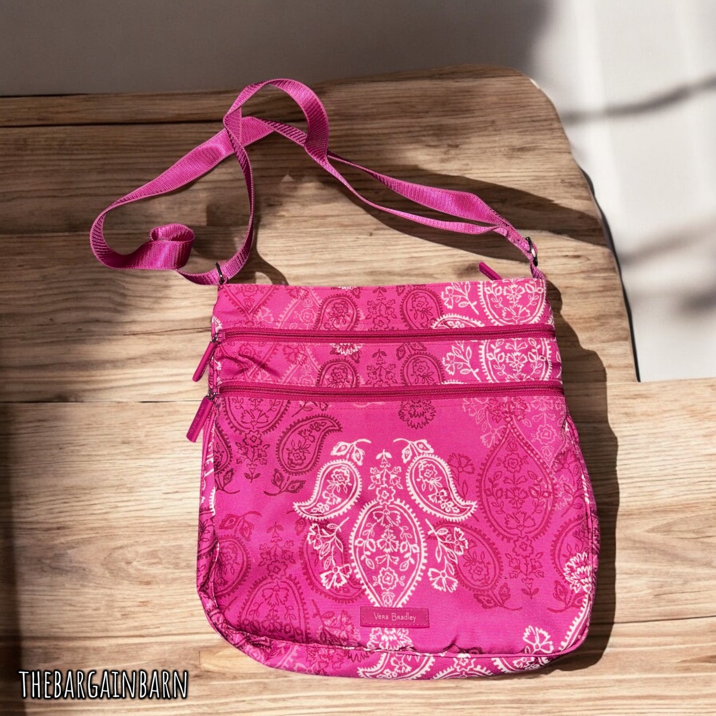 Vera Bradley Pink Paisley Zippered Hipster Crossbody Women’s Purse