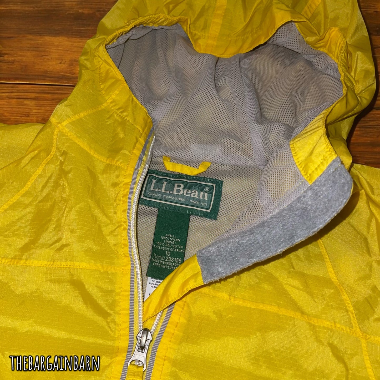 L.L Bean Children’s Youth Classic Yellow Windbreaker Raincoat Zip-Up Jacket (10)